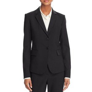 Theory Classic Stretch Wool Notched Collar Black Two Button Blazer 6